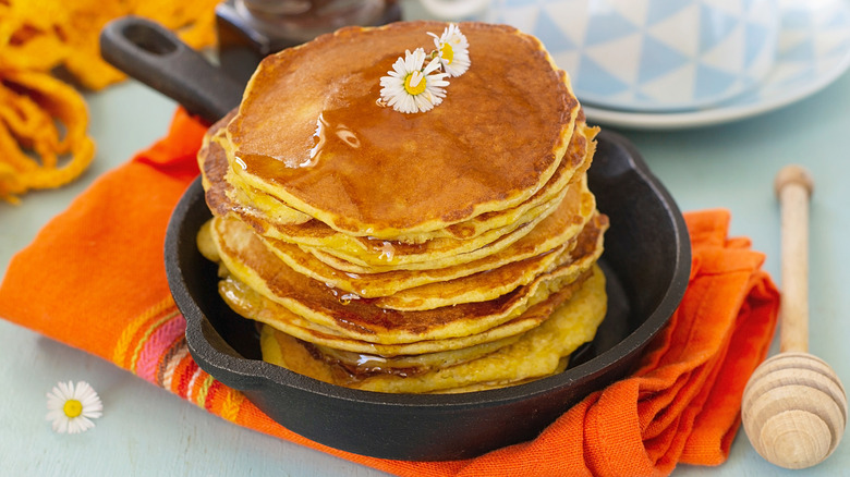 Hoe cakes in a cast iron skillet