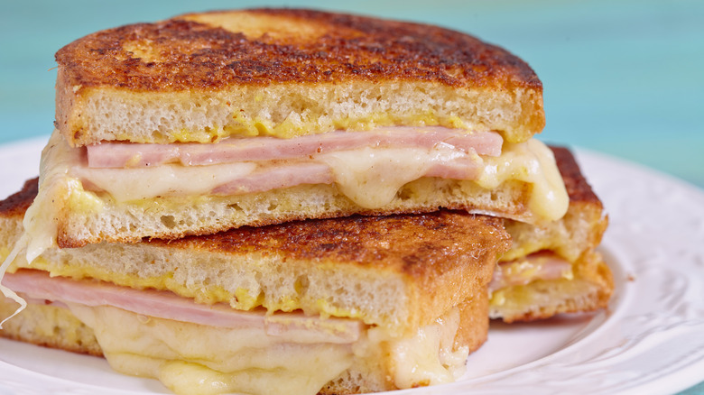 Ham and cheese cast-iron skillet panini