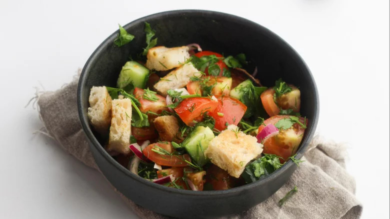 Panzanella sourdough salad bowl