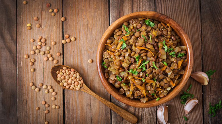 bowl of brown lentils