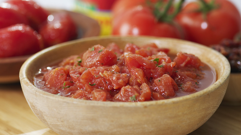 canned tomatoes in bowl