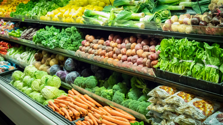 Produce on display at market