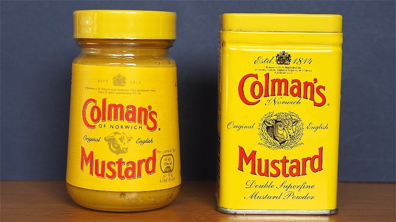 Mustard powder box and tin