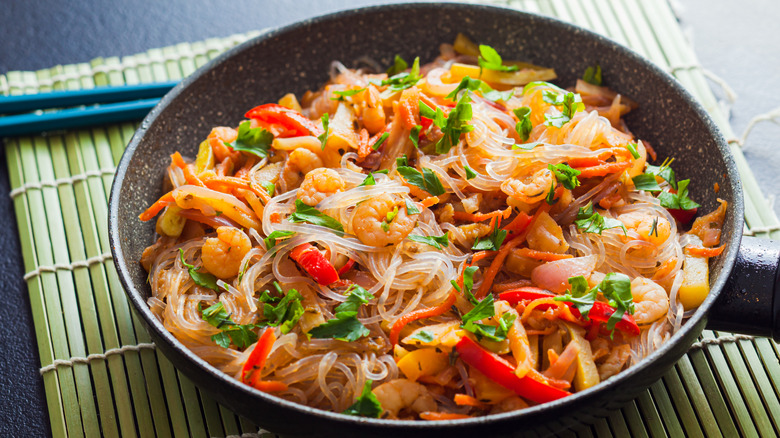 pan of cellophane noodles