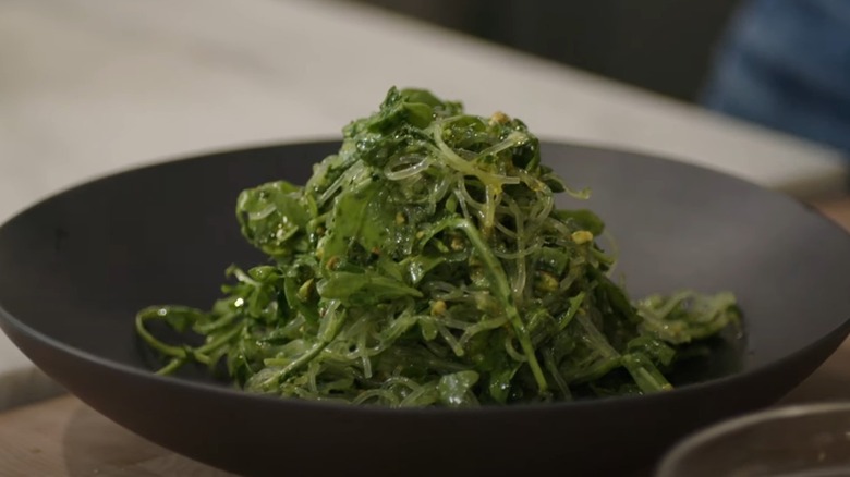 bowl of pesto kelp noodles