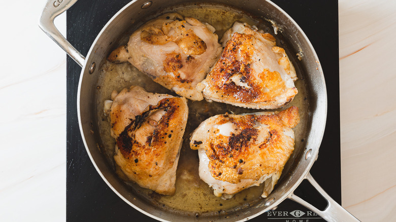 chicken thighs in pan