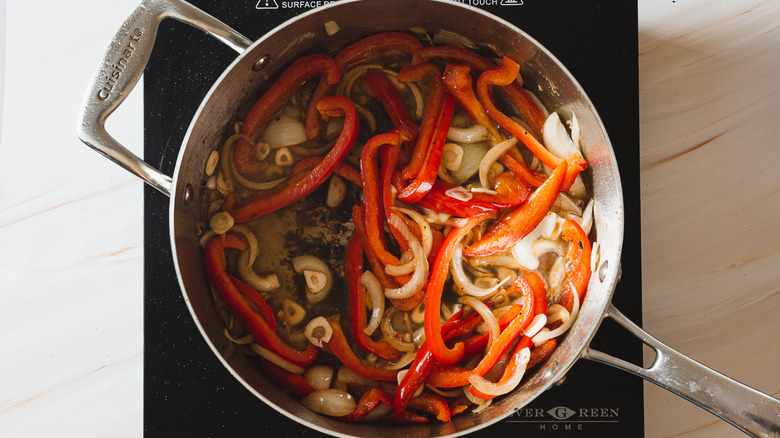 vegetables in pan