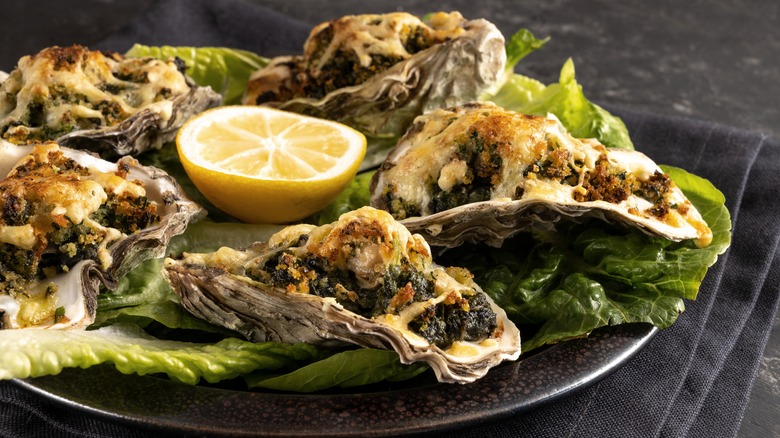 Oysters Rockefeller on plate