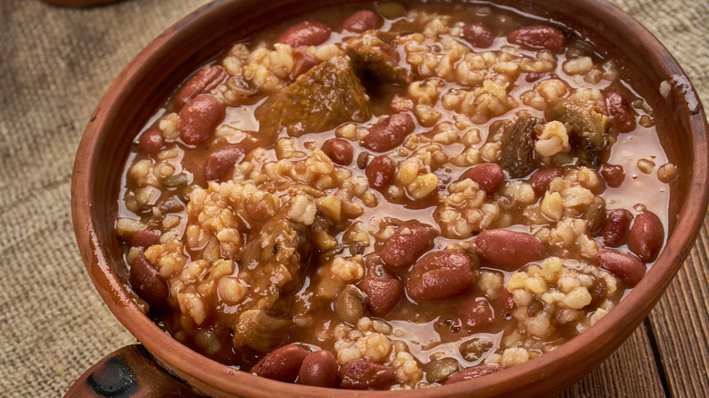 Closeup red beans and rice