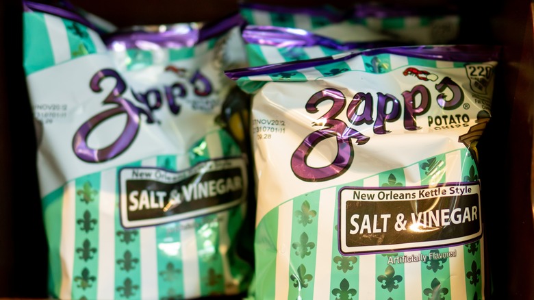 Two bags of Zapp's chips