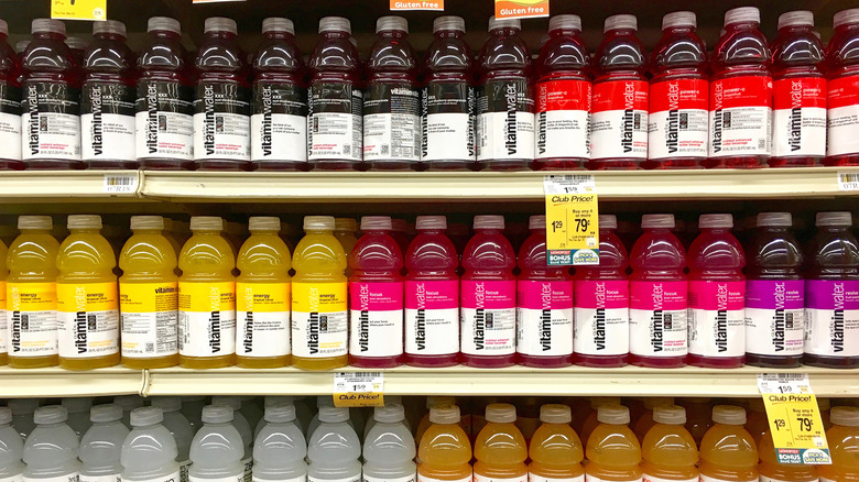 Grocery shelves of Vitamin Water