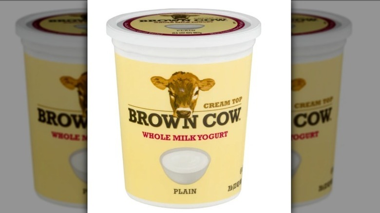 A cup of Brown Cow's Cream Top plain yogurt