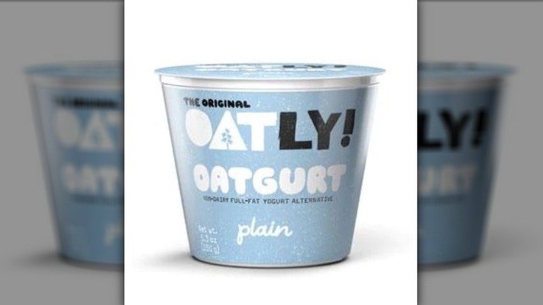 A cup of Oatly's plain Oatgurt