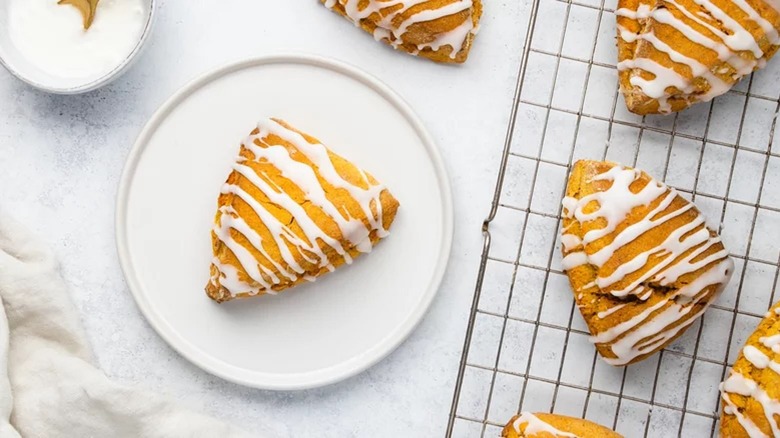 Pumpkin scones on cooling rack