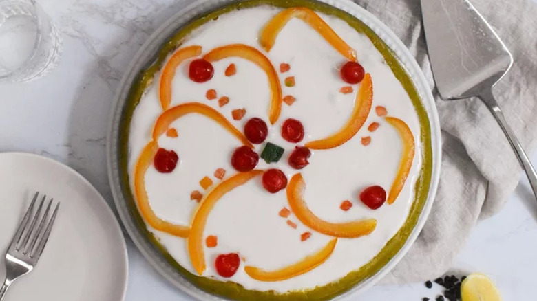 Top of a decorated cassata cake