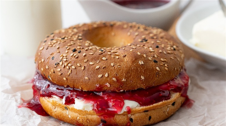 jelly and butter bagel