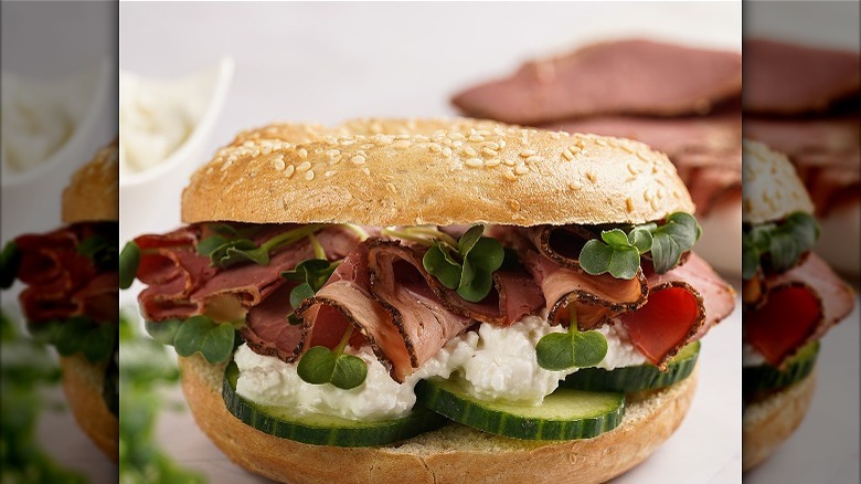 Pastrami sandwich bagel