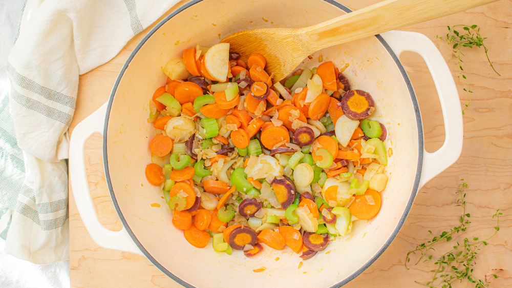 cooked vegetables for 20-minute chicken noodle soup