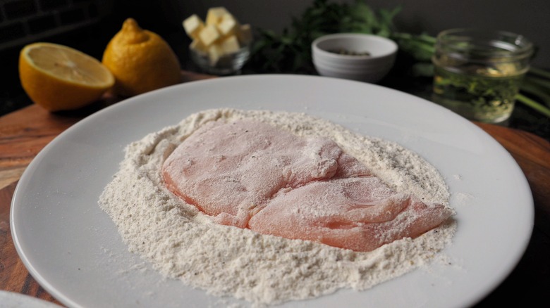 how to dredge chicken breasts for 20-minute chicken piccata recipe