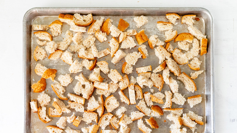 pieces of bread on tray