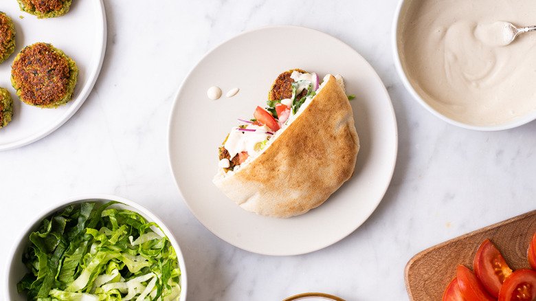 Falafel sandwich on plate