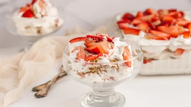 ice box cake in parfait glasses