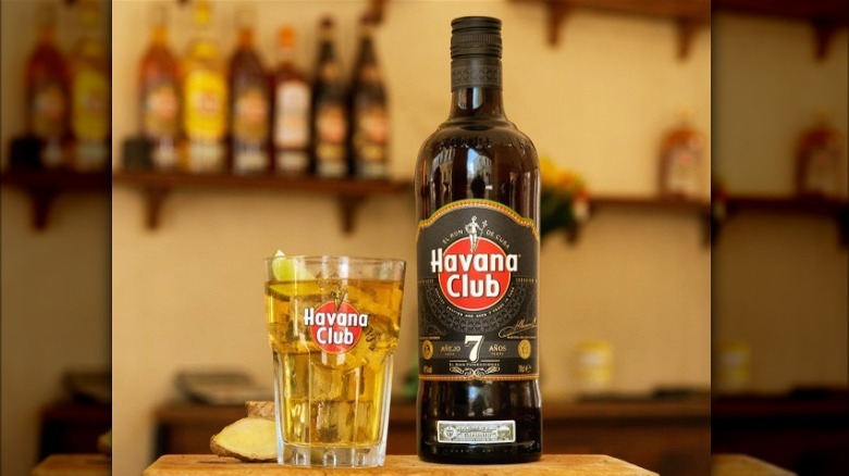 Havana Rum botte with glass