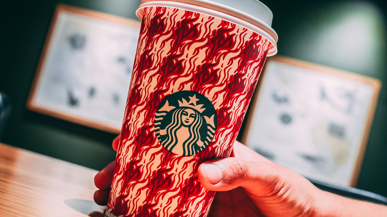 A Starbucks red cup