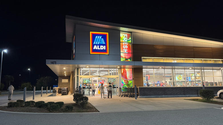 Aldi exterior at night