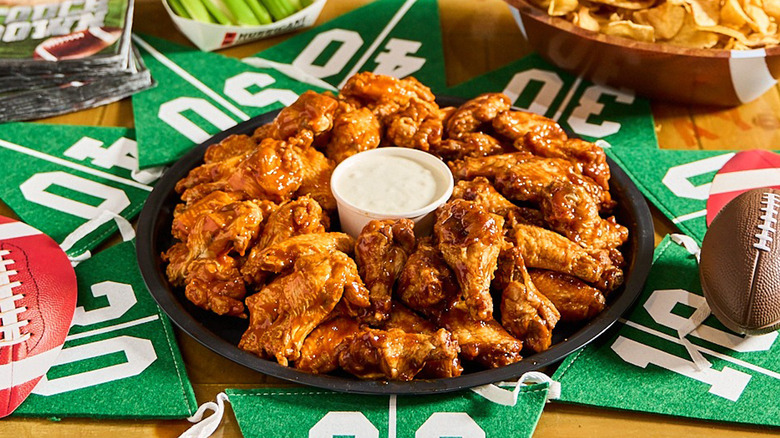 football-themed wing platter