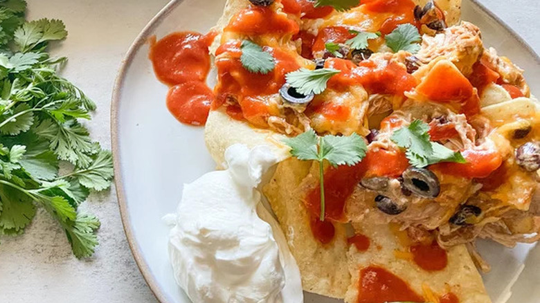 Creamy chicken nachos