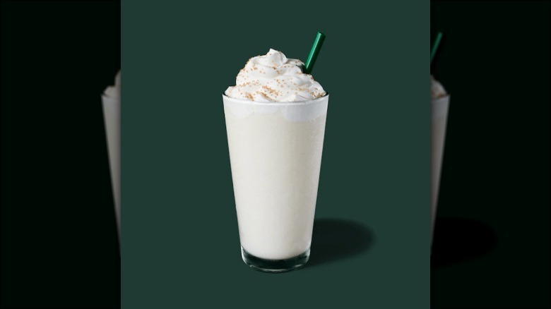Pistachio frappuccino on green background
