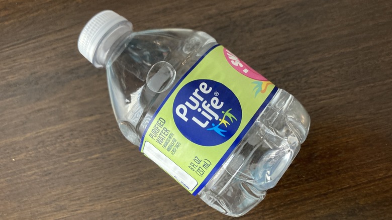 small bottle of Pure Life water