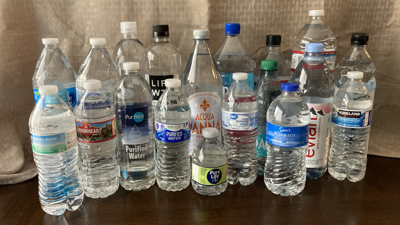 an array of bottled waters