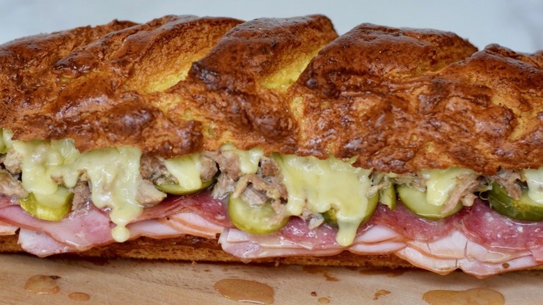 Cuban meat and cheese sandwich