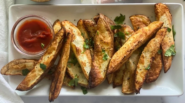 steak fries and ketchup