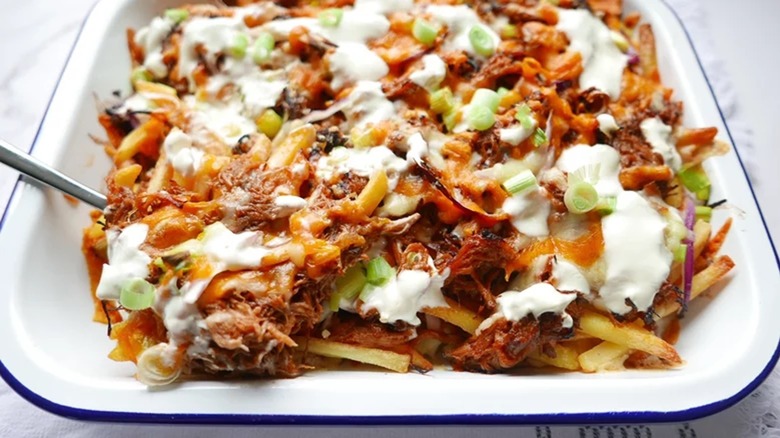 loaded fries with shredded pork