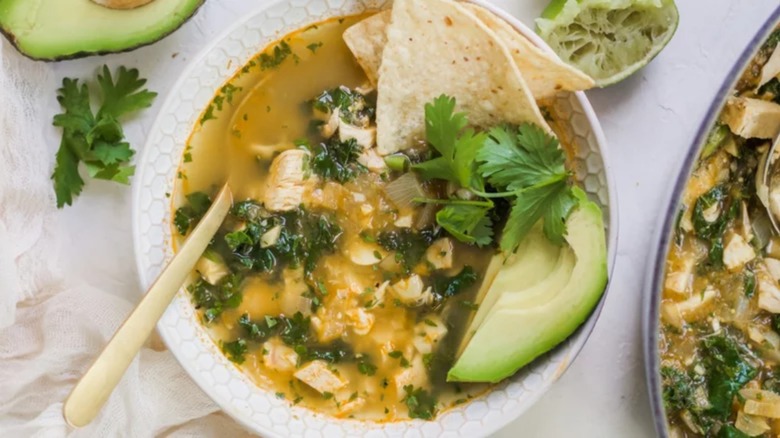 Salsa verde chicken tortilla soup