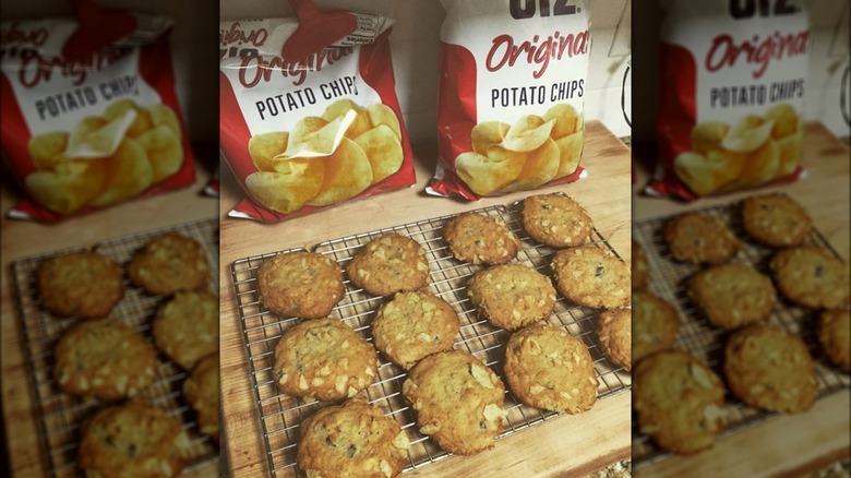 Potato chip cookies and bags of potato chips