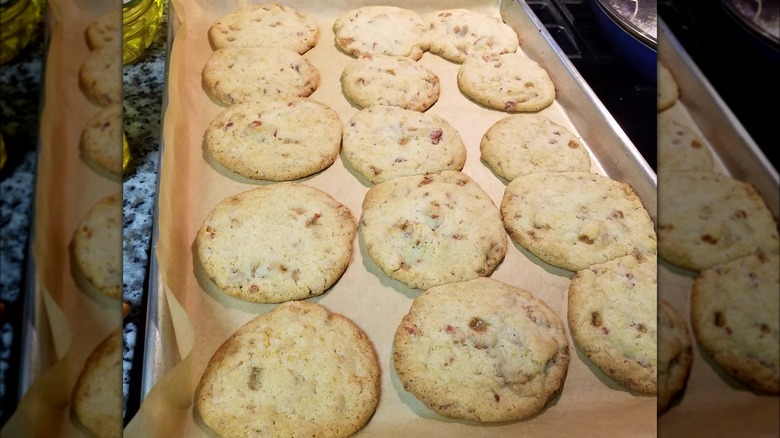 Bacon cookies on tray