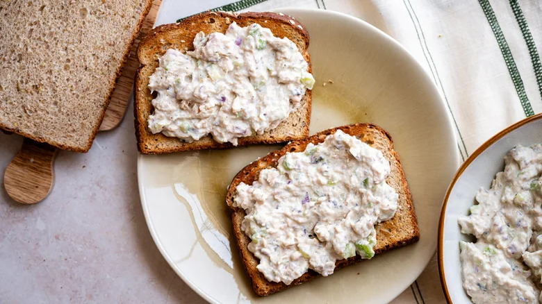 Salmon salad on toast