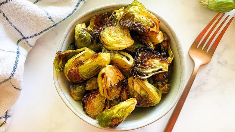 roasted Brussels sprouts in bowl