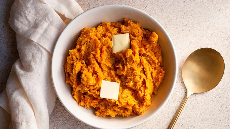 mashed butternut squash in a bowl