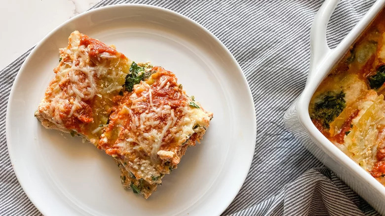 spinach lasagna on plate