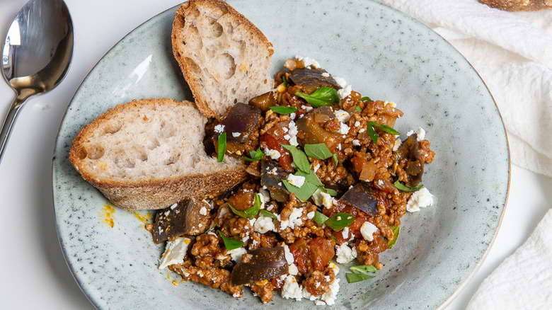 lamb eggplant stew with bread