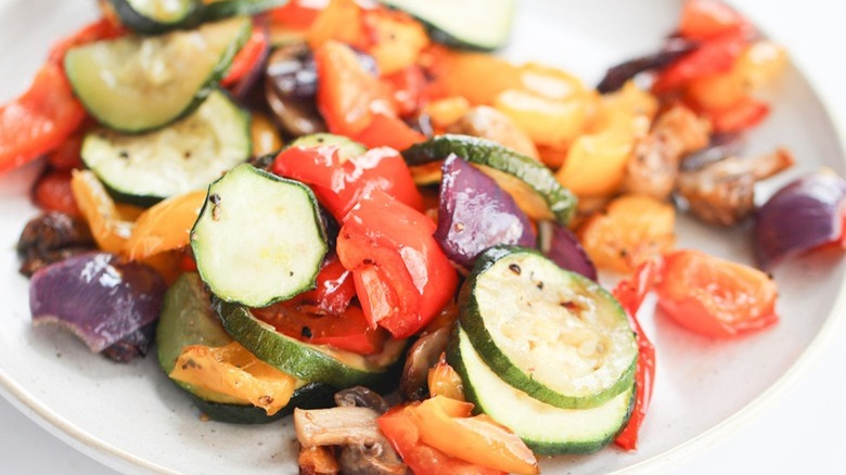 assorted cooked vegetables on plate