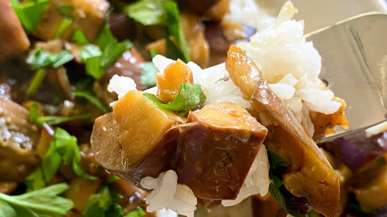 eggplant with rice and parsley