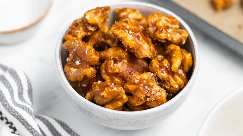 Bowl of candied walnutes