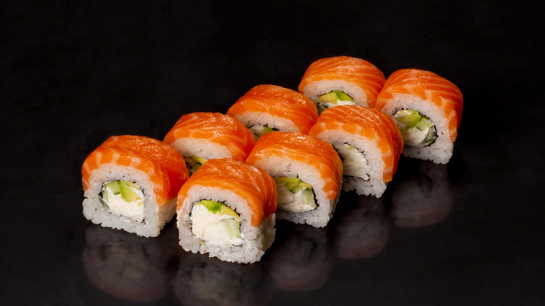 Maki sushi with cream cheese and salmon