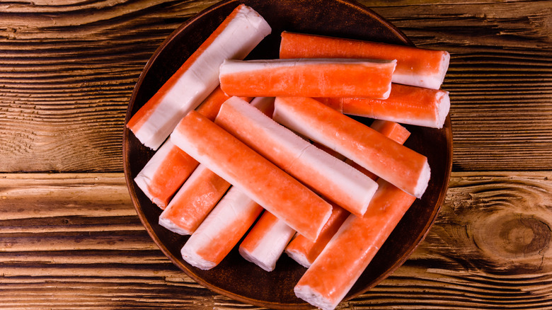 Kani kana imitation crabsticks on plate